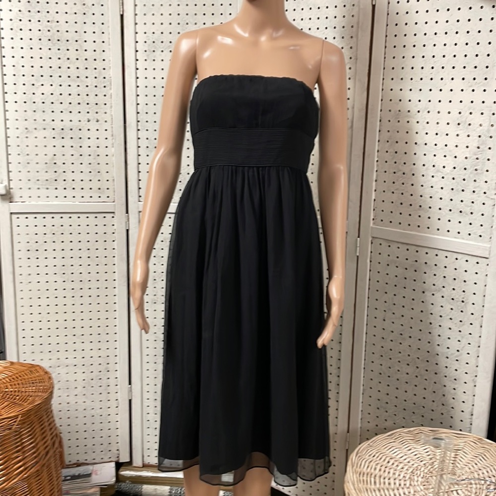 J. Crew Strapless Black Midi Dress